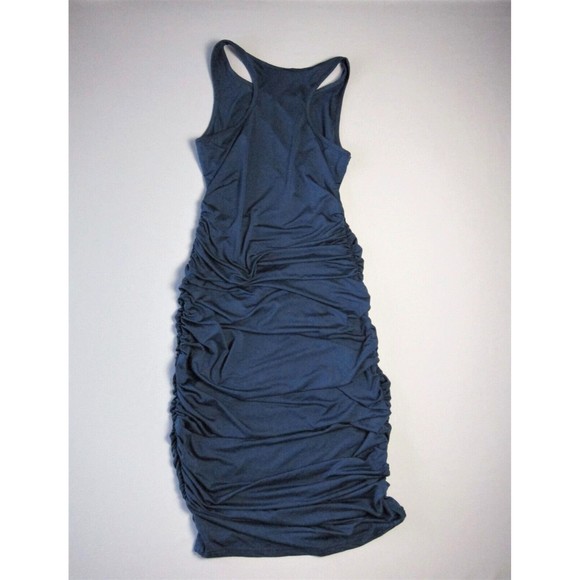 Zeagoo Prussian Blue Ruched Bodycon Stretch Sleeveless Midi Dress Size M - Picture 3 of 9
